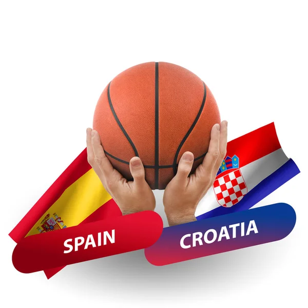 Basketball Competition Match National Teams Spain Croatia — Fotografia de Stock