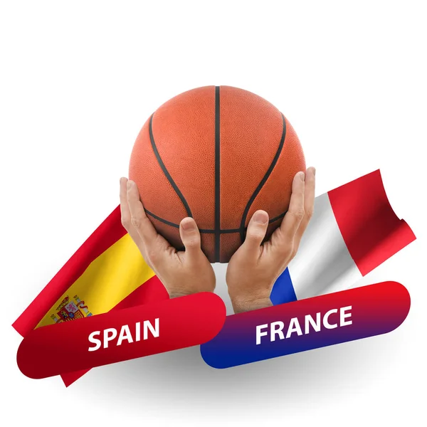 Basketball Competition Match National Teams Spain France —  Fotos de Stock