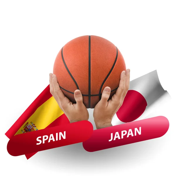 バスケットボールの試合 スペイン対日本 — ストック写真