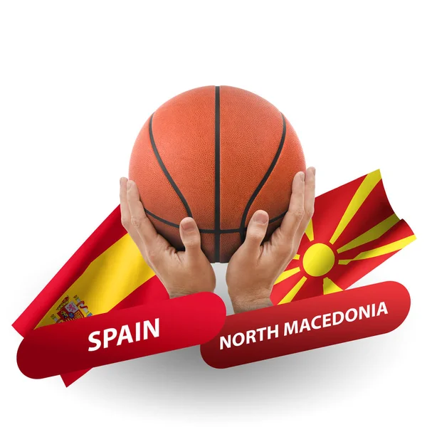 Partido Competición Baloncesto Selecciones Nacionales España Norte Macedonia — Foto de Stock