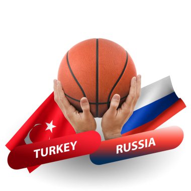 Basketball competition match, national teams turkey vs russia