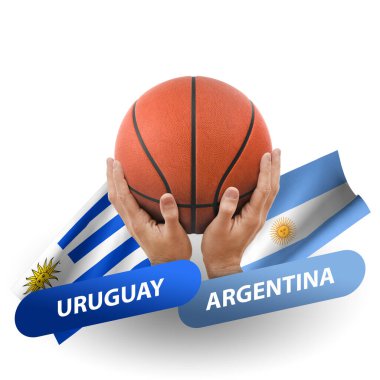 Basketball competition match, national teams uruguay vs argentina