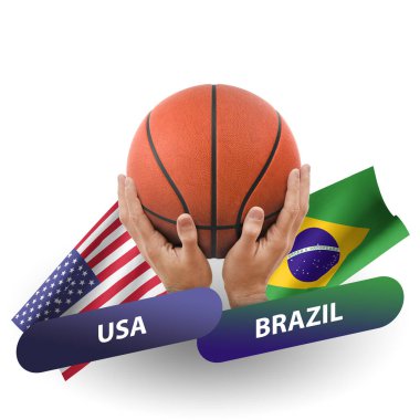 Basketball competition match, national teams usa vs brazil