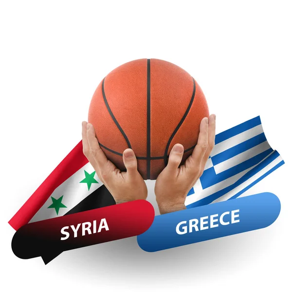 Basketball Competition Match National Teams Syria Greece — стоковое фото