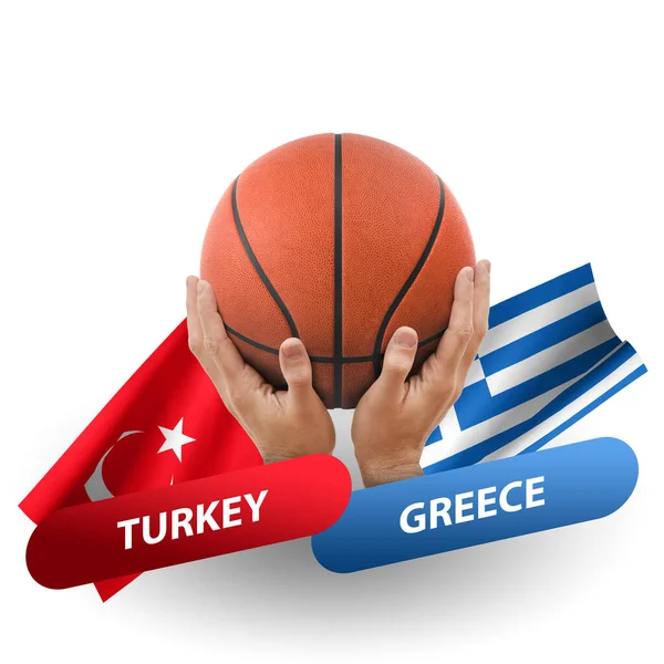 Basketball Competition Match National Teams Turkey Greece — Foto Stock