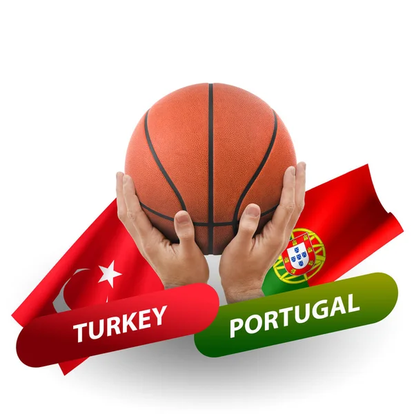 Basketball Competition Match National Teams Turkey Portugal — 스톡 사진