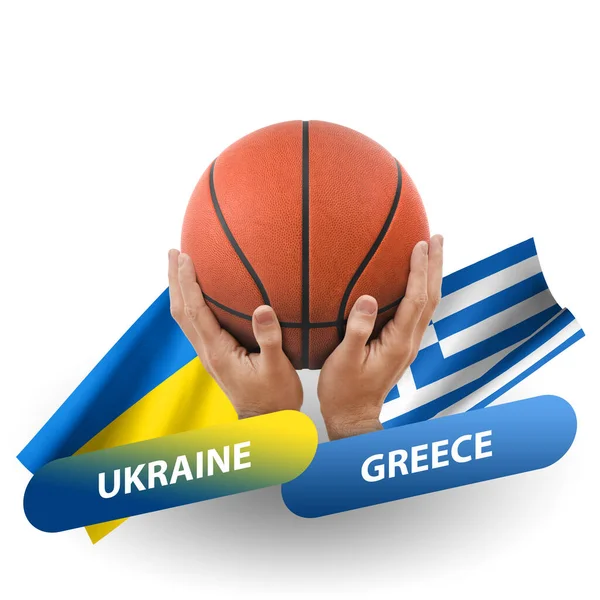 Basketball Competition Match National Teams Ukraine Greece — стоковое фото