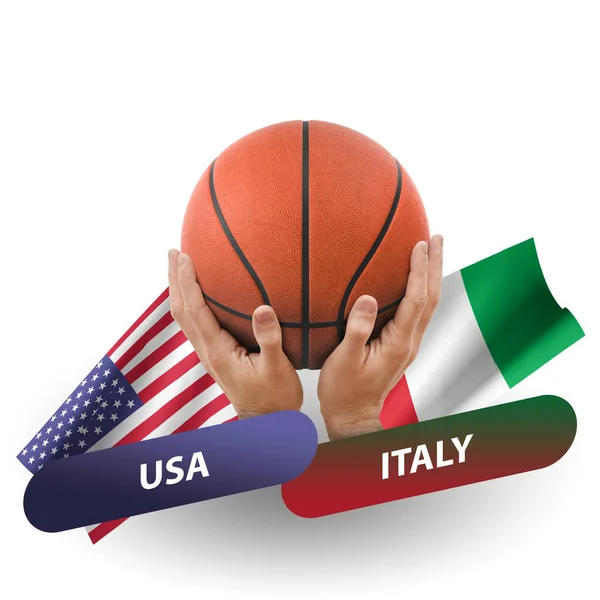 Basketball Competition Match National Teams Usa Italy — Foto de Stock