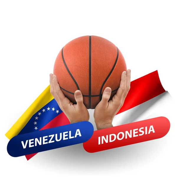 Αγώνας Μπάσκετ Εθνικές Ομάδες Venezuela Ινδονησία — Φωτογραφία Αρχείου