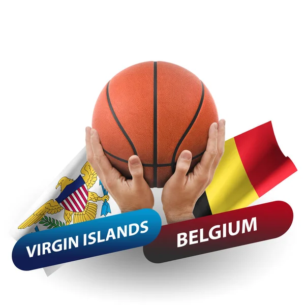 Partido Competencia Baloncesto Selecciones Nacionales Islas Vírgenes Belgium — Foto de Stock