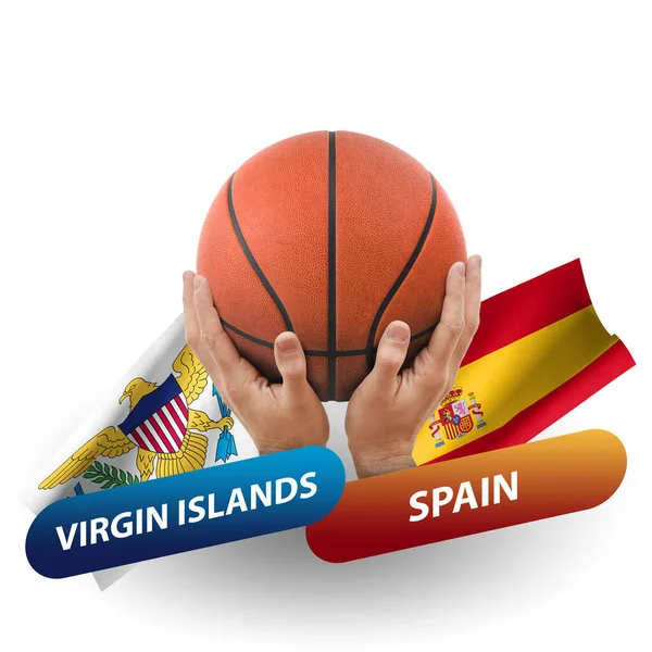 Basketball Competition Match National Teams Virgin Islands Spain — Foto de Stock