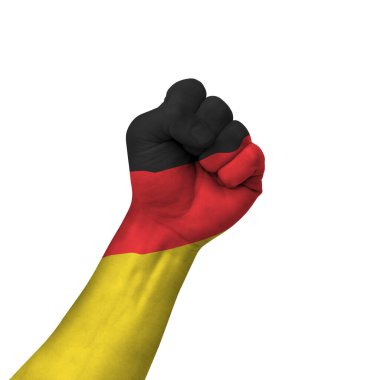 El yapımı zafer işareti, zafer, direniş, güç, protesto, başarı sembolü olarak bayrak ile boyanmış - beyaz arka planda izole edilmiş