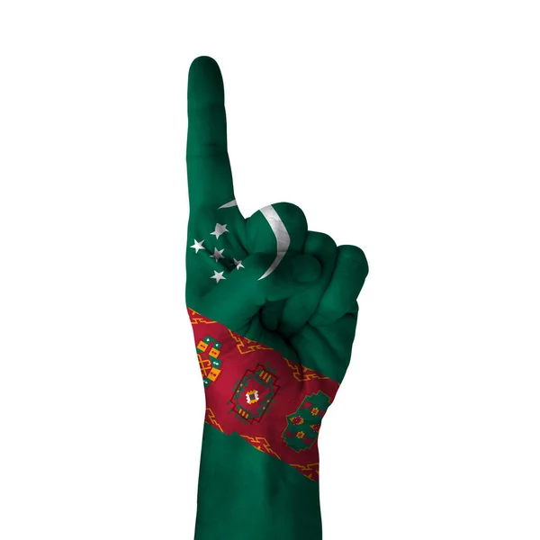 Mano Rivolta Verso Alto Turkmenistan Dipinto Con Bandiera Come Simbolo — Foto Stock