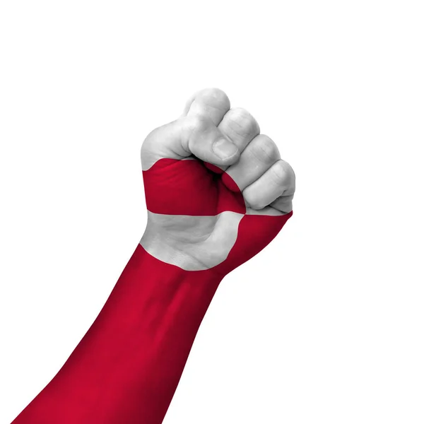 Hand Making Victory Sign Greenland Painted Flag Symbol Victory Resistance — Fotografia de Stock
