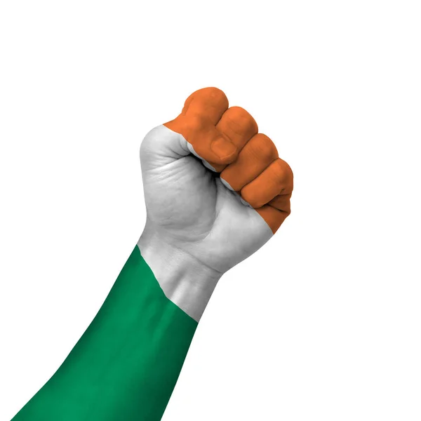 Hand Making Victory Sign Ireland Painted Flag Symbol Victory Resistance — Zdjęcie stockowe