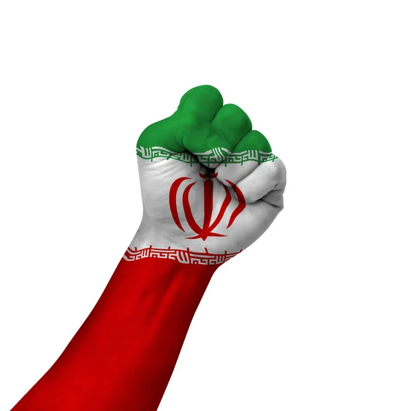 Hand Making Victory Sign Iran Painted Flag Symbol Victory Resistance — стоковое фото