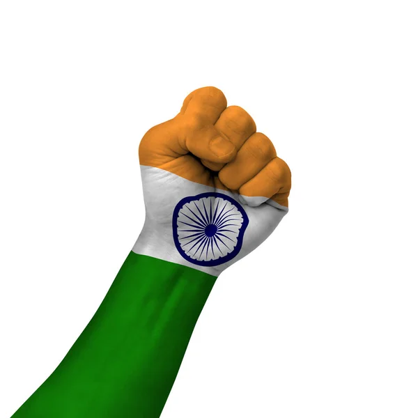 Hand Making Victory Sign India Painted Flag Symbol Victory Resistance — Zdjęcie stockowe