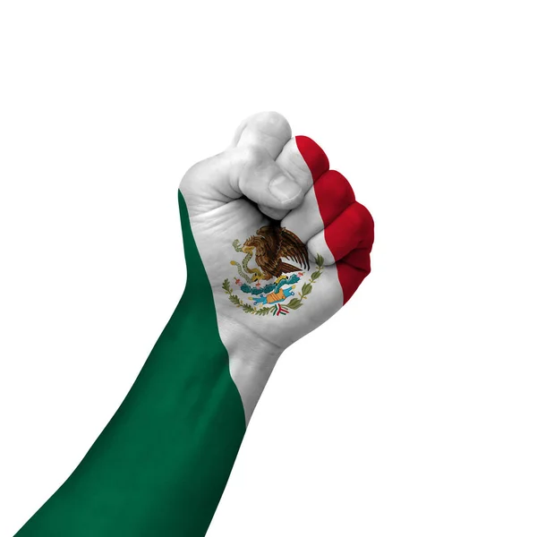 Hand Gefertigtes Siegeszeichen Mexiko Bemalt Mit Flagge Als Symbol Für — Stockfoto