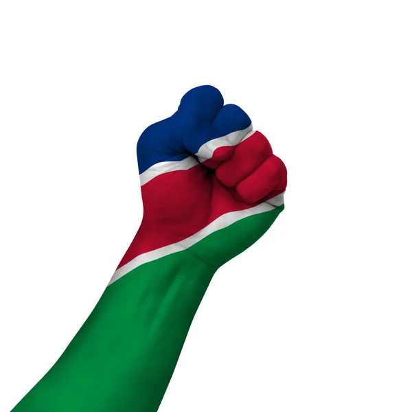 Hand Making Victory Sign Namibia Painted Flag Symbol Victory Resistance — Stock fotografie