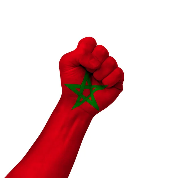 Hand Making Victory Sign Morocco Painted Flag Symbol Victory Resistance — Φωτογραφία Αρχείου