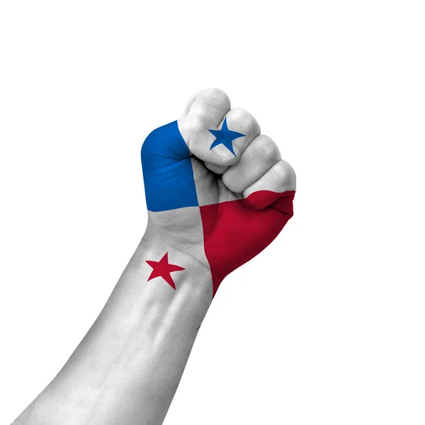 Hand Making Victory Sign Panama Painted Flag Symbol Victory Resistance — 스톡 사진