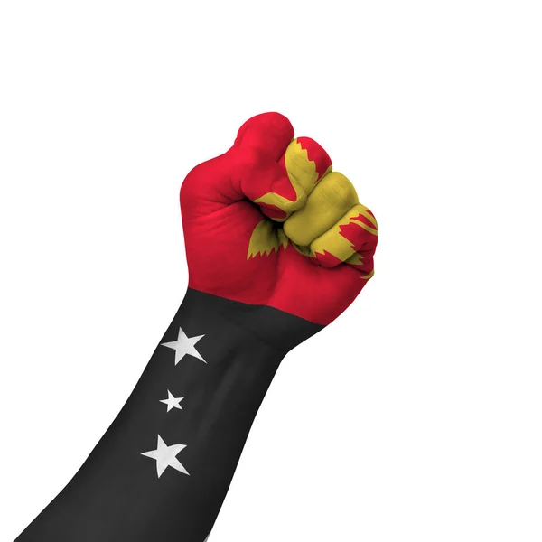 Hand Making Victory Sign Papua New Guinea Painted Flag Symbol — Fotografia de Stock