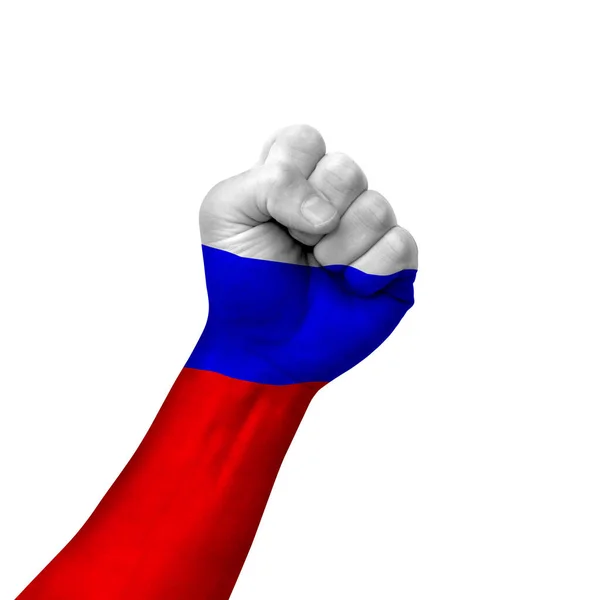 Hand Making Victory Sign Russia Painted Flag Symbol Victory Resistance — стокове фото