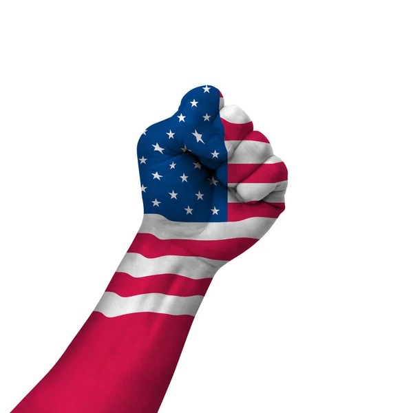 Hand Making Victory Sign United States America Painted Flag Symbol — Stok fotoğraf