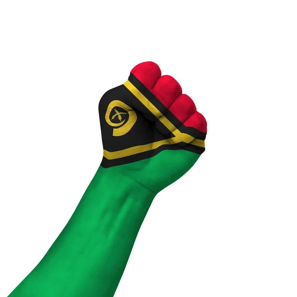 Hand Making Victory Sign Vanuatu Painted Flag Symbol Victory Resistance — Stock Photo, Image
