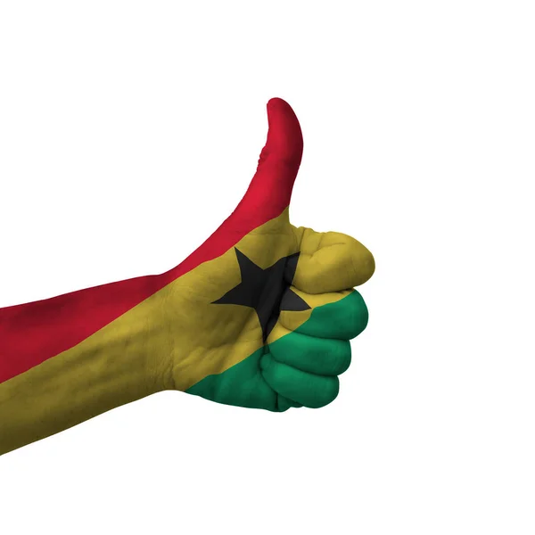 Signo Hacer Pulgares Hacia Arriba Ghana Pintada Con Bandera Como — Foto de Stock