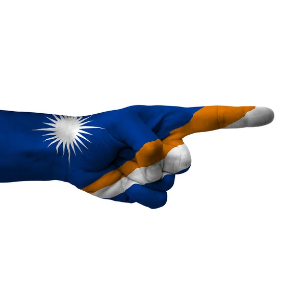 Ręcznie Skierowana Prawo Wyspy Marshalla Malowane Flagą Jako Symbol Właściwego — Zdjęcie stockowe