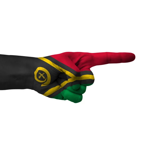 Hand Pointing Right Side Vanuatu Painted Flag Symbol Right Direction — 图库照片