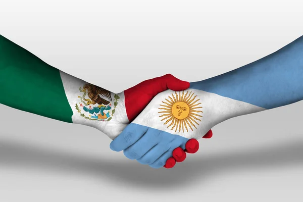 Handshake Argentina Mexico Flags Painted Hands Illustration Clipping Path — Stok fotoğraf