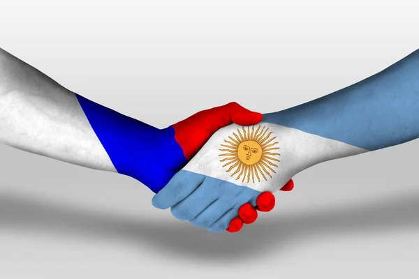 Handshake Argentina Russia Flags Painted Hands Illustration Clipping Path — ストック写真