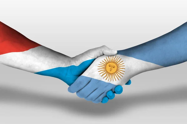 Handshake Argentina Luxembourg Flags Painted Hands Illustration Clipping Path — 图库照片