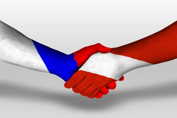 Handshake Austria Russia Flags Painted Hands Illustration Clipping Path — Stok Foto