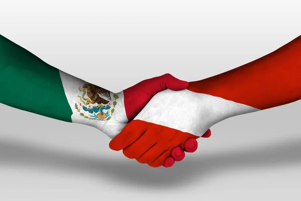 Handshake Austria Mexico Flags Painted Hands Illustration Clipping Path — Φωτογραφία Αρχείου