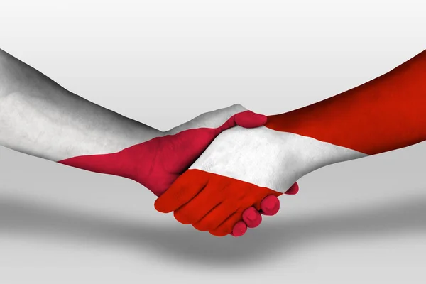 Handshake Austria Poland Flags Painted Hands Illustration Clipping Path — Photo