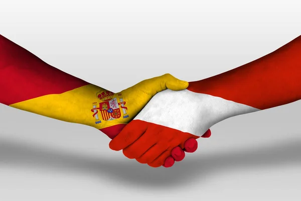 Handshake Austria Spain Flags Painted Hands Illustration Clipping Path — Zdjęcie stockowe