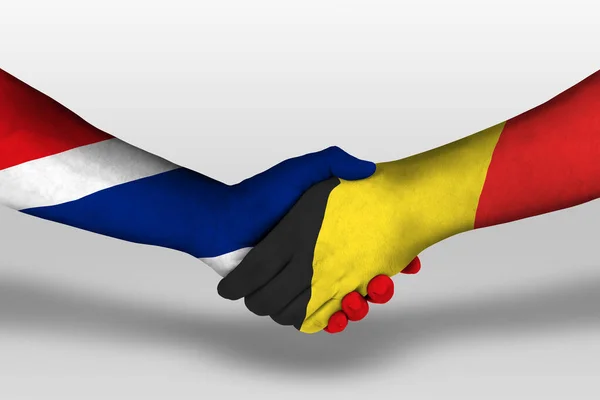 Handshake Belgium Thailand Flags Painted Hands Illustration Clipping Path — Stok fotoğraf