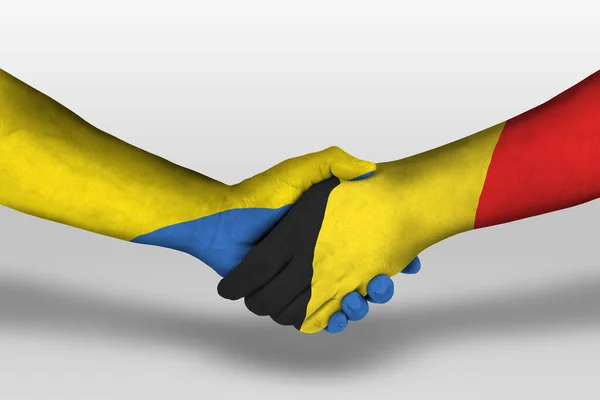 Handshake Belgium Ukraine Flags Painted Hands Illustration Clipping Path — Stockfoto