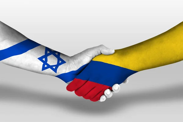 Handshake Columbia Israel Flags Painted Hands Illustration Clipping Path — 图库照片