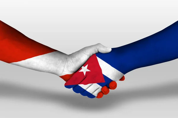 Handshake Cuba Austria Flags Painted Hands Illustration Clipping Path — стокове фото