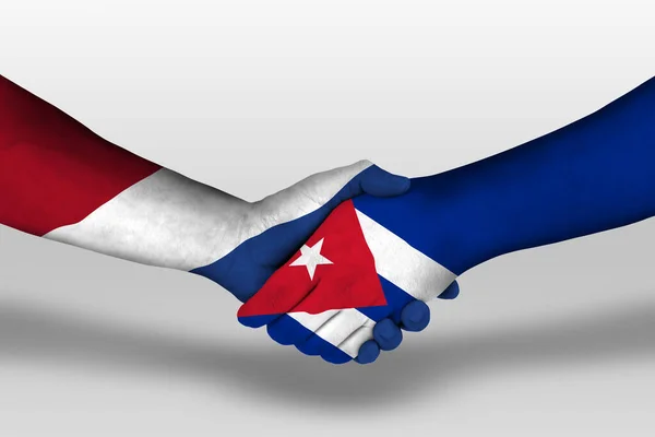 Рукостискання Між Кубою Внутрішніми Прапорами Намальовані Руках Ілюстрації Відсіканням Шляху — стокове фото