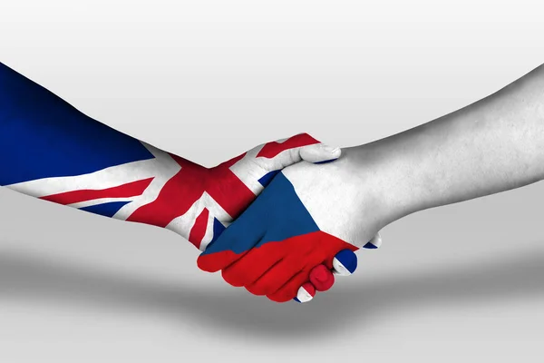 Handshake Czech Republic United Kingdom Flags Painted Hands Illustration Clipping — Φωτογραφία Αρχείου