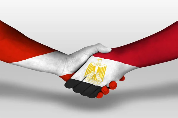 Handshake Egypt Austria Flags Painted Hands Illustration Clipping Path — Foto de Stock