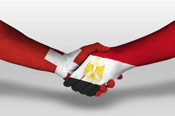 Handshake Egypt Switzerland Flags Painted Hands Illustration Clipping Path — Foto de Stock