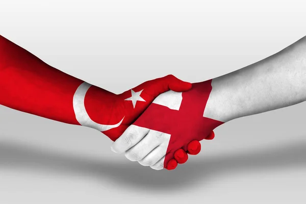 Handshake England Turkey Flags Painted Hands Illustration Clipping Path — ストック写真