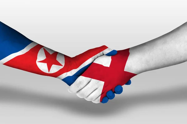Handshake England North Korea Flags Painted Hands Illustration Clipping Path — Fotografia de Stock