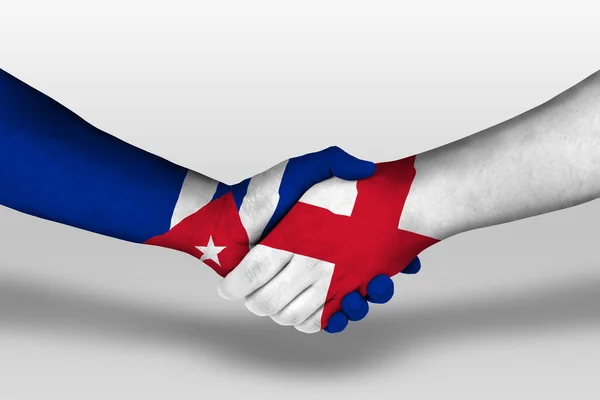 Handshake England Cuba Flags Painted Hands Illustration Clipping Path — Stockfoto